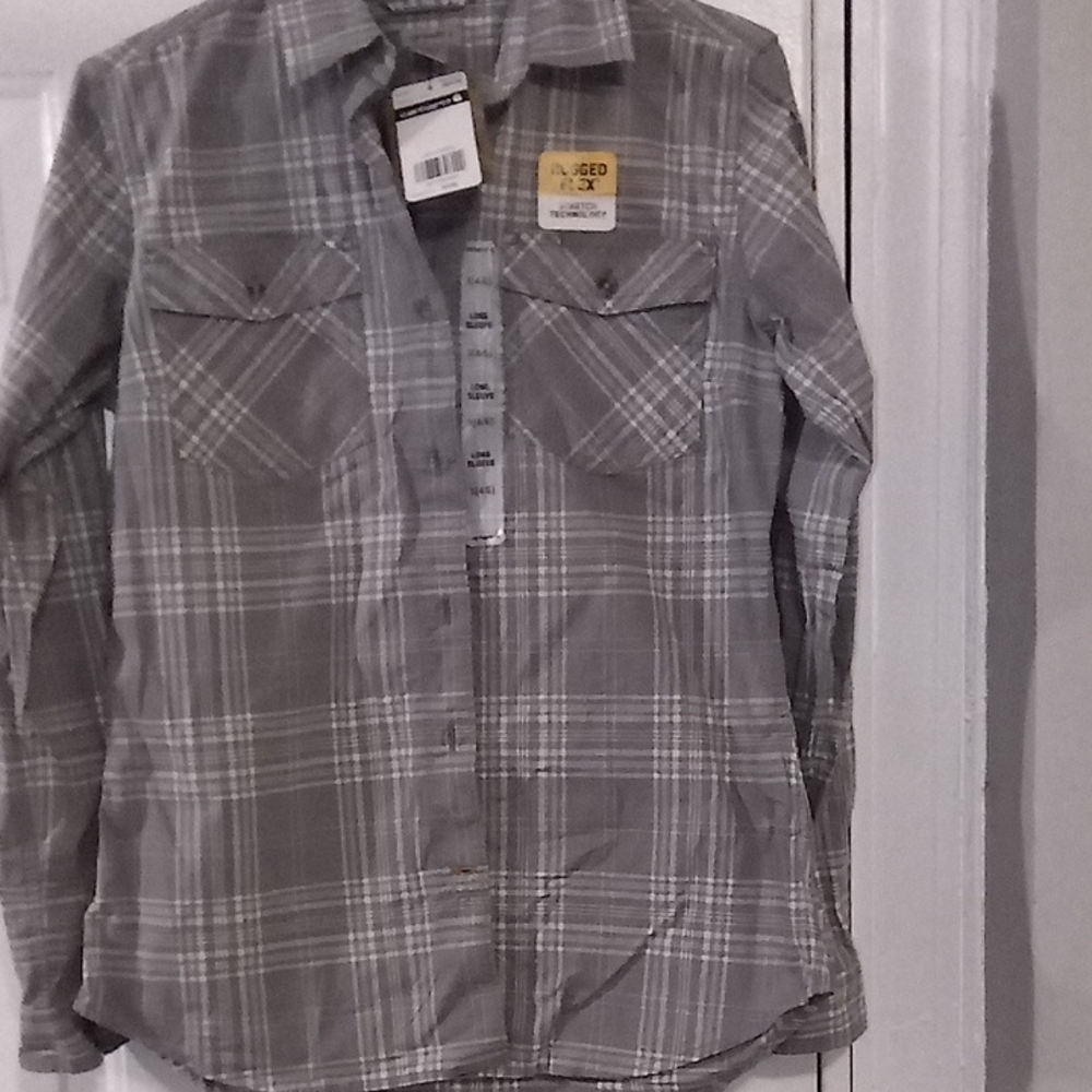 Carhartt Women's Gray Plaid Button Down Shirt